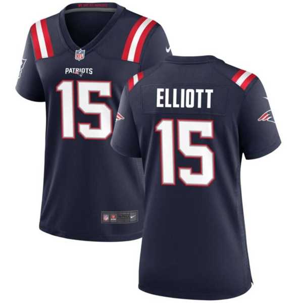 Womens New England Patriots #15 Ezekiel Elliott Navy Stitched Jersey Dzhi